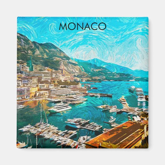 Monaco Olieverf Illustratie Reishaven Magneet (Voorkant)