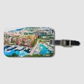 Monaco olieverf jachthaven bagagelabel (Voorkant (horizontaal))