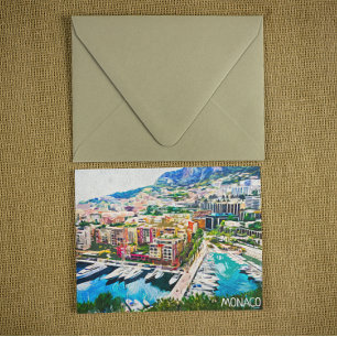 Monaco olieverf jachthaven briefkaart