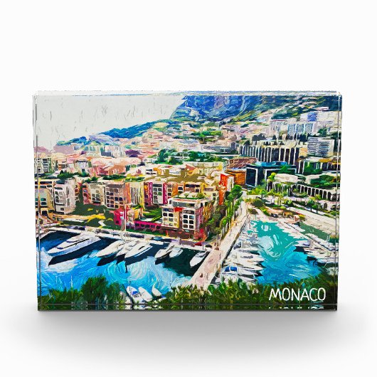 Monaco olieverf jachthaven fotoblokken (Voorkant)