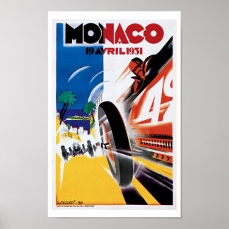 Monaco Race Vintage Art Print Poster