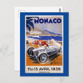 Monaco-reisposter, 1936 autorace briefkaart (Voorkant / Achterkant)