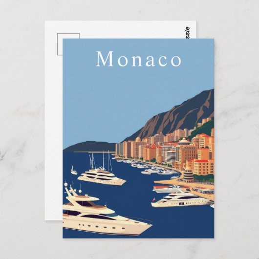 Monaco Retro Travel Art Briefkaart (Voorkant / Achterkant)