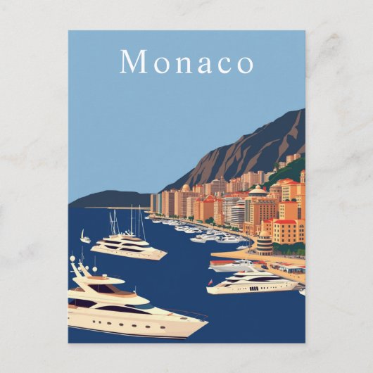 Monaco Retro Travel Art Briefkaart (Voorkant)
