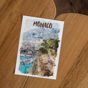 Monaco Retro Travel Port Uitzicht Briefkaart