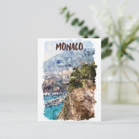 Monaco Retro Travel Port Uitzicht Briefkaart (Staand voorkant)