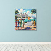 Monaco Riviera Elegantie Zee Canvas Afdruk (Insitu (Houten vloer))