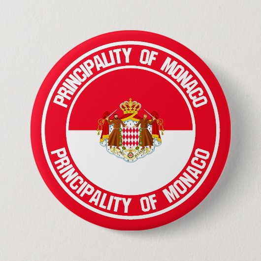 Monaco Round Emblem Ronde Button 7,6 Cm (Voorkant)