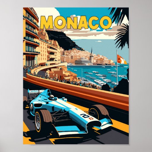 Monaco vintage reisillustratie poster (Voorkant)