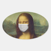 MONALISA MET MASKPARODY-STICKERS OVALE STICKER (Voorkant)