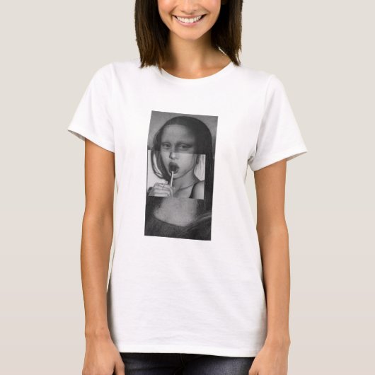 Monalisa with a Lollipop T-Shirt B&W (Devant)