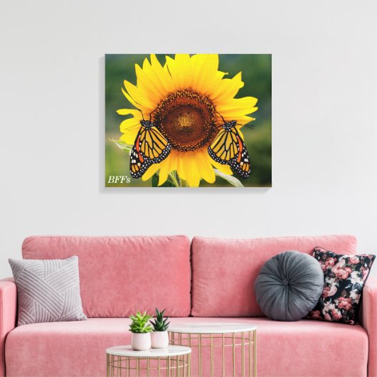 Monarch Butterfies on Sunflower Canvas Afdruk (Insitu (Woonkamer))