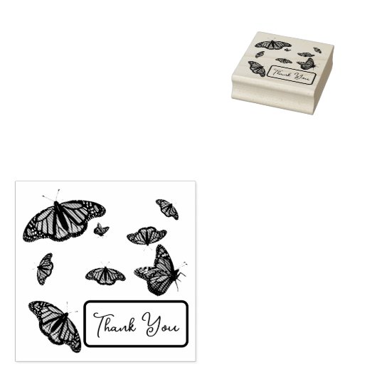 Monarch Butterflies Dank u Sjabloon Rubberstempel (Gestempeld)