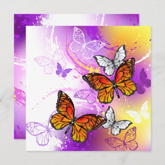 Monarch Butterflies on Purple Background Advieskaart (Voorkant / Achterkant)