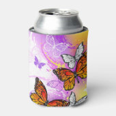 Monarch Butterflies op Paarse achtergrond Blikjeskoeler (Blikje Voorkant)