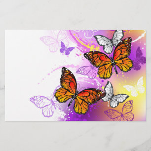 Monarch Butterflies op Paarse achtergrond Briefpapier