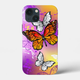 Monarch Butterflies op Paarse achtergrond iPhone 13 Mini Hoesje