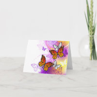 Monarch Butterflies op Paarse achtergrond