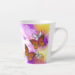 Monarch Butterflies op Paarse achtergrond Latte Mok
