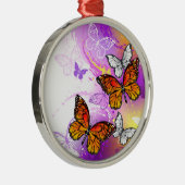 Monarch Butterflies op Paarse achtergrond Metalen Ornament (Rechts)