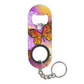 Monarch Butterflies op Paarse achtergrond Mini Flessenopener (Achterkant)