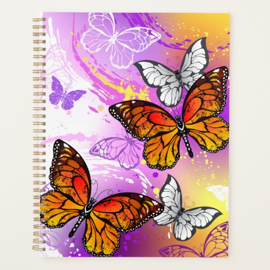 Monarch Butterflies op Paarse achtergrond Planner (Voorkant)