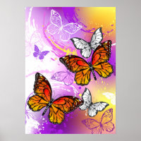 Monarch Butterflies op Paarse achtergrond