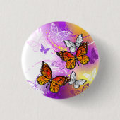 Monarch Butterflies op Paarse achtergrond Ronde Button 3,2 Cm (Voorkant)