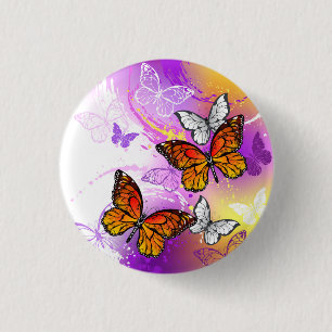 Monarch Butterflies op Paarse achtergrond Ronde Button 3,2 Cm