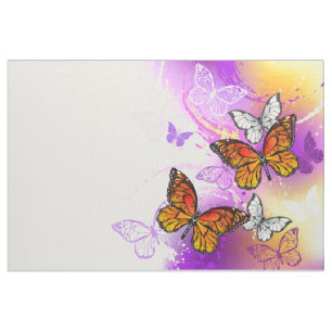 Monarch Butterflies op Paarse achtergrond Stof