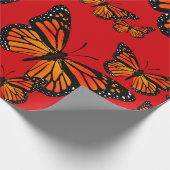 Monarch Butterflies op Red Cadeaupapier (Hoek)