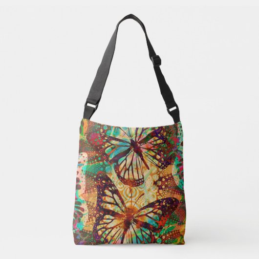 Monarch Butterflies Psychedelic Tie Dye Crossbody Tas (Voorkant)