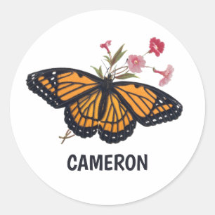 Monarch Butterfly Aangepersonaliseerde Kinder Scho Ronde Sticker