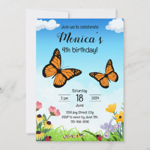 Monarch Butterfly Birthday Invitation Kaart