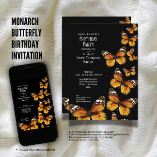 Monarch Butterfly Birthday Invitation Kaart