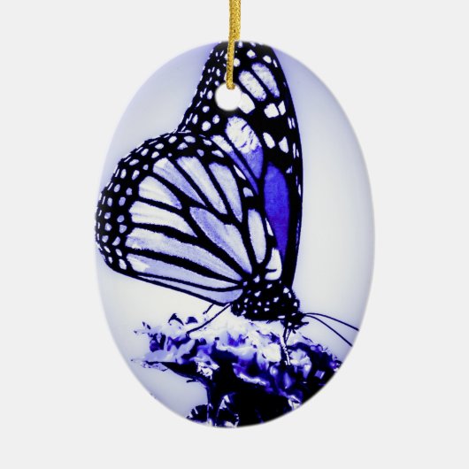 Monarch Butterfly, blauw - Keramisch Ornament (Voorkant)