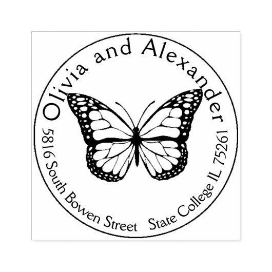 Monarch Butterfly Custom Retour Adres Stamp Rubberstempel (Afrduk)