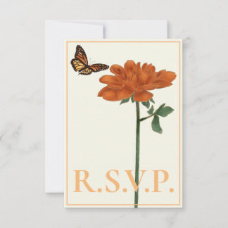 Monarch Butterfly Dahlia Navy Blue QRC RSVP Kaartje