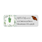 Monarch Butterfly en Chrysalis Botanical Etiket (Voorkant)