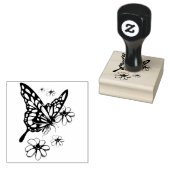 Monarch Butterfly en Flowers Rubberstempel (Gestempeld)