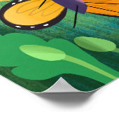 Monarch Butterfly en Red Mum Daisies Poster (Hoek)