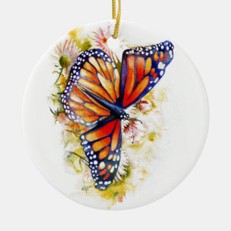 Monarch Butterfly Floral Keramisch Ornament