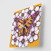 Monarch Butterfly Floral Vierkante Klok (Hoek)