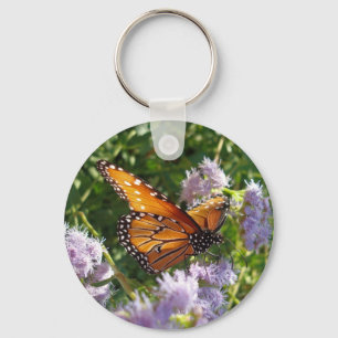 Monarch Butterfly Foto Paarse Floral Natuur Sleutelhanger