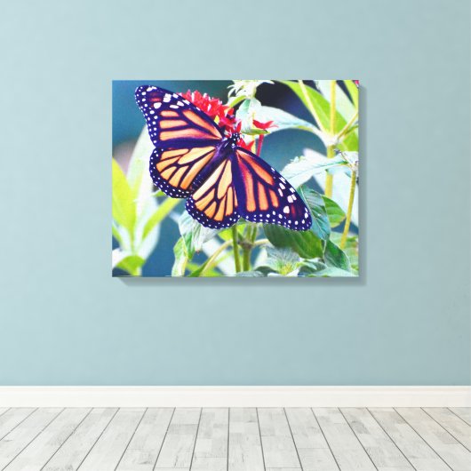 Monarch Butterfly Fotografie Muurdecoratie Canvas Afdruk (Insitu (Houten vloer))