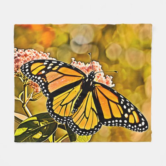  Monarch Butterfly Garden Art Fleece Deken (Voorkant (Horizontaal))