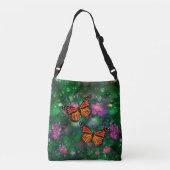 Monarch Butterfly Garden Illustratie Crossbody Tas (Achterkant)