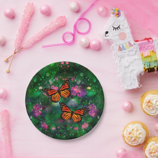 Monarch Butterfly Garden Illustratie Papieren Bordje (Feest)