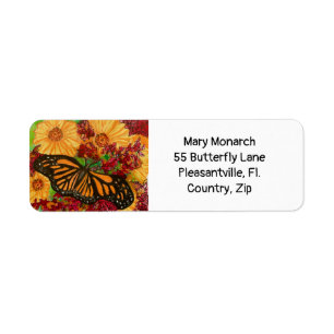 Monarch Butterfly Garden Waterverf Adres label