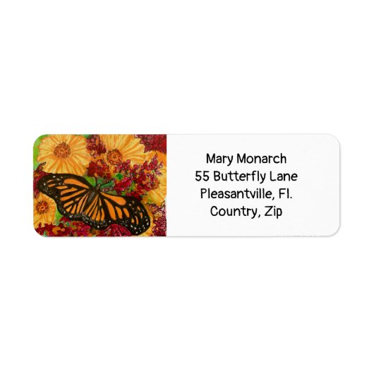 Monarch Butterfly Garden Waterverf Adres label (Voorkant)